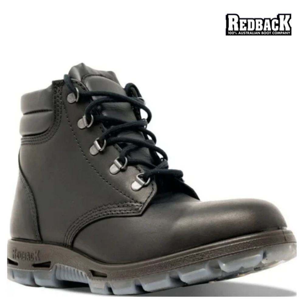 Redback Black Lace Up Outback Boots